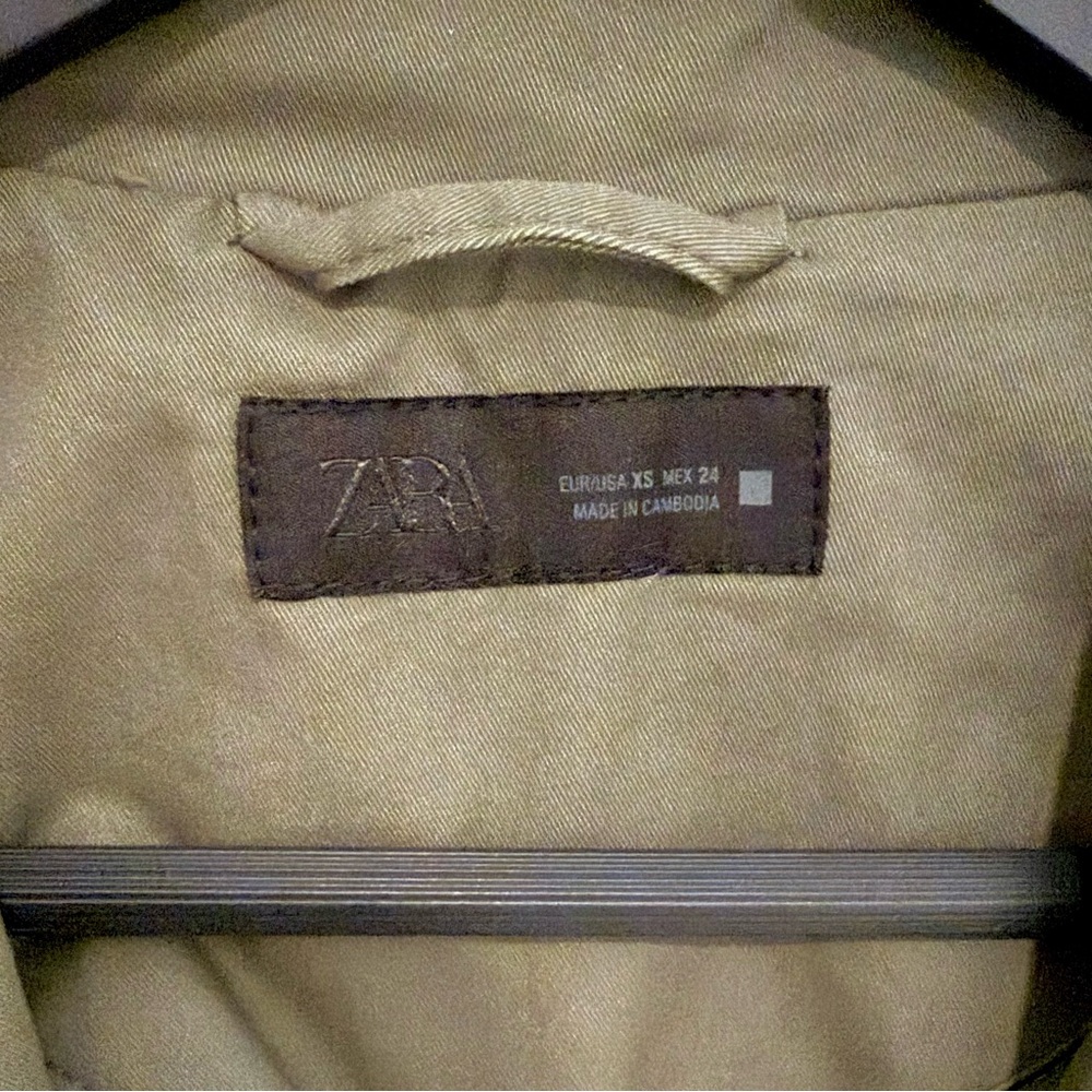 ZARA Olive Green Belted Trench Coat - Picture 7 of 8